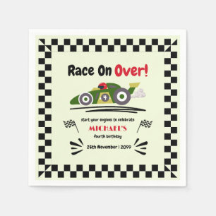 Elke leeftijd verjaardag klaar voor groene raceaut servet