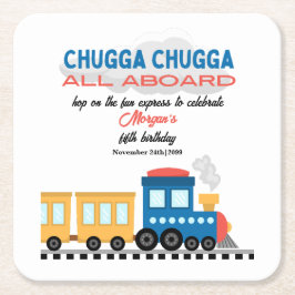 Elke leeftijd Verjaardag Kleurrijke Cartoon Train Kartonnen Onderzetters
