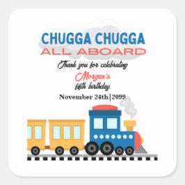 Elke leeftijd Verjaardag Kleurrijke Cartoon Train Vierkante Sticker