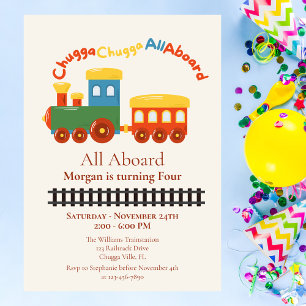 Elke leeftijd Verjaardag Kleurrijke trein Chugga A Kaart