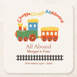 Elke leeftijd Verjaardag Kleurrijke trein Chugga A Kartonnen Onderzetters