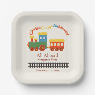 Elke leeftijd Verjaardag Kleurrijke trein Chugga A Papieren Bordje