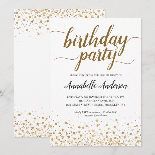 Elke leeftijd Verjaardag Modern Gold Confetti Stip Kaart (Voorkant / Achterkant)