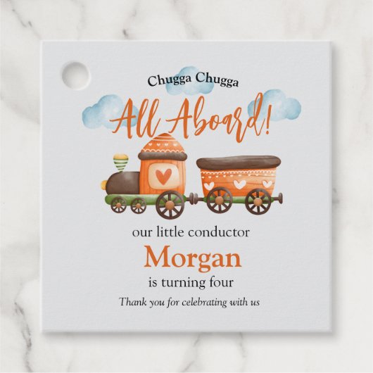 Elke Leeftijd Verjaardag Mooie Train Waterverf Par Bedankjes Labels (Voorkant)