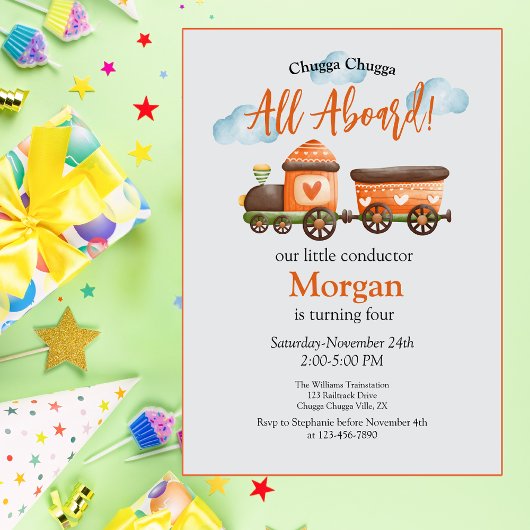 Elke Leeftijd Verjaardag Mooie Train Waterverf Par Kaart