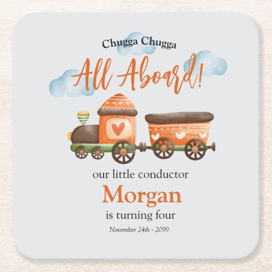 Elke Leeftijd Verjaardag Mooie Train Waterverf Par Kartonnen Onderzetters (Voorkant)