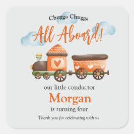 Elke Leeftijd Verjaardag Mooie Train Waterverf Par Vierkante Sticker