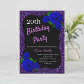 Elke Leeftijd Verjaardag Paarse Glitter Deep Blue  Kaart (Staand voorkant)