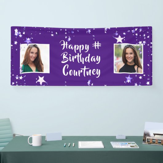 Elke Leeftijd Verjaardag Paarse Sterren Borstel Sc Spandoek (Beurs)