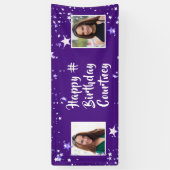 Elke Leeftijd Verjaardag Paarse Sterren Borstel Sc Spandoek (Verticaal)