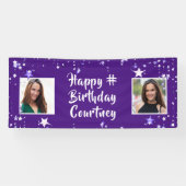 Elke Leeftijd Verjaardag Paarse Sterren Borstel Sc Spandoek (Horizontaal)