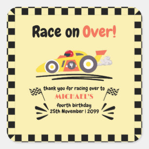 Elke Leeftijd Verjaardag Race op Over Yellow Race  Vierkante Sticker