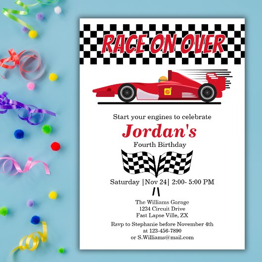 Elke Leeftijd Verjaardag Red Car Race op Over Kaart