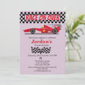 Elke Leeftijd Verjaardag Red Formula Car Race op O Kaart (Staand voorkant)