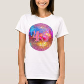Elke Leeftijd Verjaardag Retro Hot Pink Disco Ball T-shirt (Voorkant)