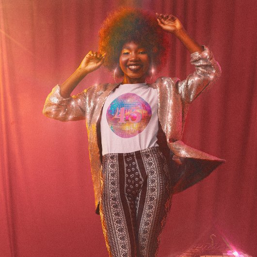 Elke Leeftijd Verjaardag Retro Hot Pink Disco Ball T-shirt