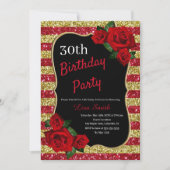 Elke leeftijd verjaardag rode en gouden glitter ro kaart (Voorkant)