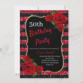 Elke leeftijd verjaardag rood en zwart glitter rod kaart (Voorkant)