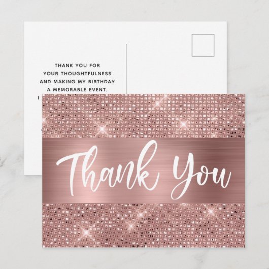 Elke leeftijd Verjaardag Roos Gold Bedankt Briefkaart (Voorkant / Achterkant)