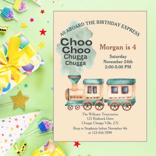 Elke leeftijd Verjaardag Treinfeest Alles aan boor Kaart