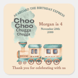 Elke leeftijd Verjaardag Treinfeest Alles aan boor Vierkante Sticker
