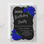 Elke Leeftijd Verjaardag Zilver Glitter Deep Blue  Kaart (Voorkant)