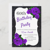 Elke Leeftijd Verjaardag Zwart Glitter Paarse Roze Kaart (Voorkant)