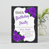 Elke Leeftijd Verjaardag Zwart Glitter Paarse Roze Kaart (Staand voorkant)