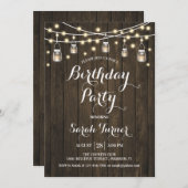 Elke leeftijd verjaardagsfeestje - rustiek hout kaart (Voorkant / Achterkant)