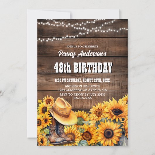 Elke leeftijd verjaardagsfeestje rustieke hout zon kaart (Voorkant)