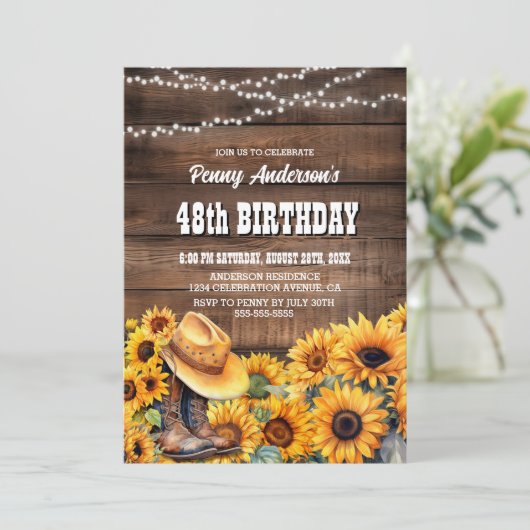 Elke leeftijd verjaardagsfeestje rustieke hout zon kaart (Staand voorkant)