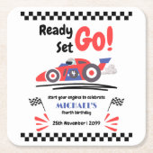 Elke leeftijd verjaardagsklaar ingesteld op rode b kartonnen onderzetters (Voorkant)