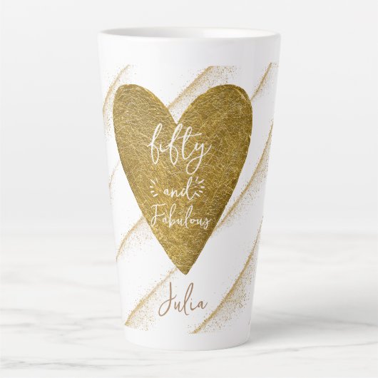 Elke leeftijd vijftig 50 & Fabulous gouden glitter Latte Mok (Voorkant)