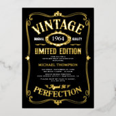  elke leeftijd volwassene verjaardag zwart goud folie uitnodiging (Voorkant)