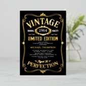  elke leeftijd volwassene verjaardag zwart goud folie uitnodiging (Staand Voorkant)