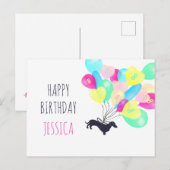 Elke leeftijd Waterverf ballon Dachshund Birthday Briefkaart (Voorkant / Achterkant)