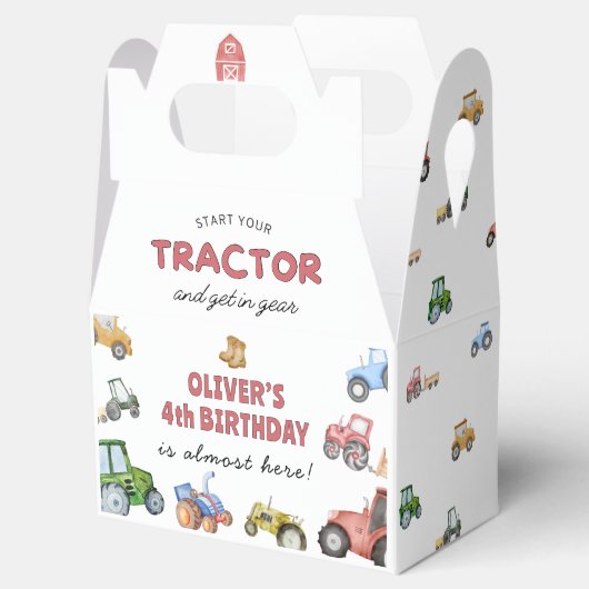 Elke leeftijd Waterverf tractor verjaardag Bedankdoosjes (Geopend)