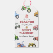 Elke leeftijd Waterverf tractor verjaardag Cadeaulabel (Voorkant)
