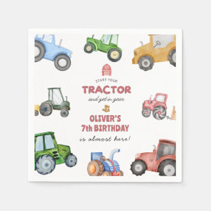 Elke leeftijd Waterverf tractor verjaardag Servet