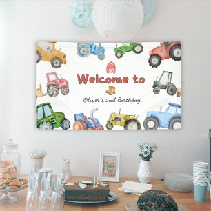 Elke leeftijd Waterverf tractor verjaardag Spandoek