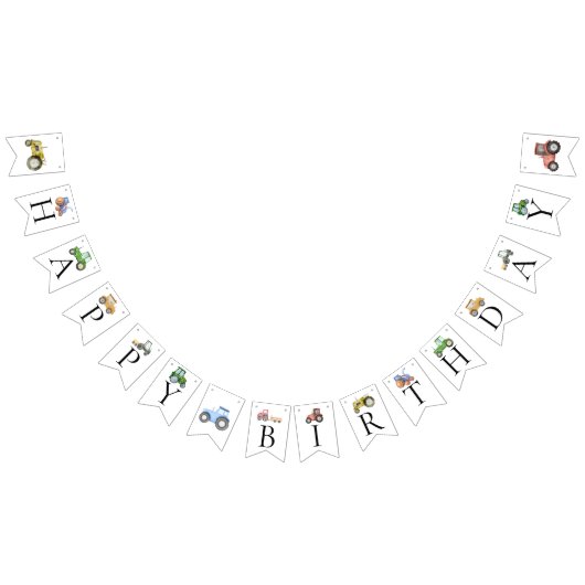 Elke leeftijd Waterverf tractor verjaardag Vlaggetjes (Alle)