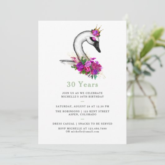 Elke Leeftijd Waterverf Zwangbloem Birthday Party Kaart (Staand voorkant)