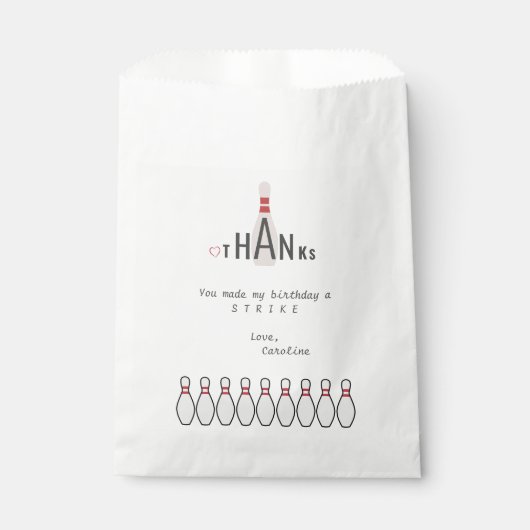 Elke leeftijd wit modern eenvoudig bowling verjaar bedankzakje (Voorkant)