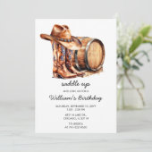 Elke leeftijd zadelt rustieke Westerne verjaardags Kaart (Staand voorkant)
