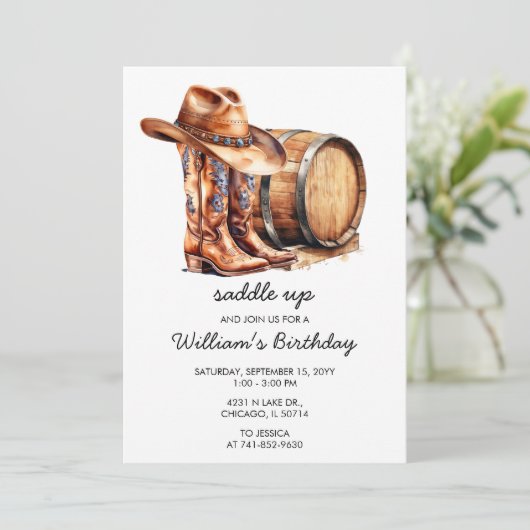 Elke leeftijd zadelt rustieke Westerne verjaardags Kaart (Staand voorkant)