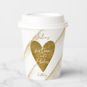 Elke leeftijd Zestien 50 & Fabulous Gold Glitter H Papieren Bekers