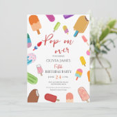 Elke leeftijd zomer ijs verjaardag kaart (Staand voorkant)