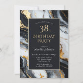 Elke Leeftijd Zwart en Goud Marmeren Verjaardag Ui Kaart (Voorkant)