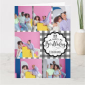 Elke leeftijd zwart-wit 7 Photo Collage Verjaardag Kaart (Voorkant)
