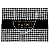 Elke leeftijd zwart wit houndstooth Gelukkige verj Groot Cadeauzakje (Voorkant)